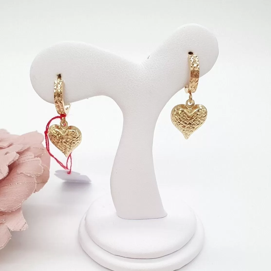 Dangling Heart Diacut Huggies Earrings