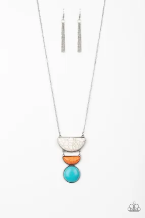 Desert Mason Multi - White, Orange and Blue Stone Necklace - Paparazzi Accessories