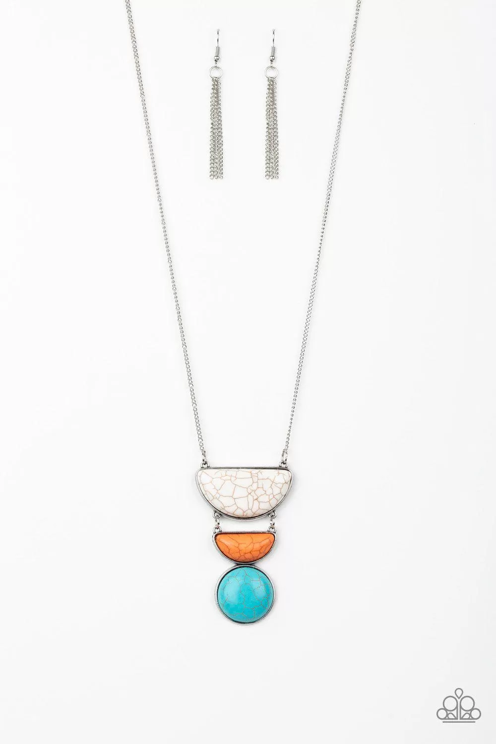 Desert Mason Multi - White, Orange and Blue Stone Necklace - Paparazzi Accessories