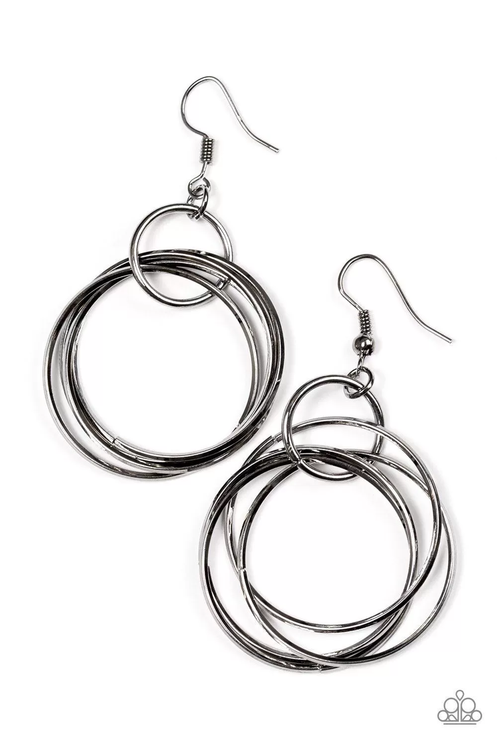 Dizzying Dynamics Gunmetal Black Earrings - Paparazzi Accessories