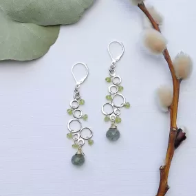 Dublin - Peridot Moss Aquamarine Silver Earrings