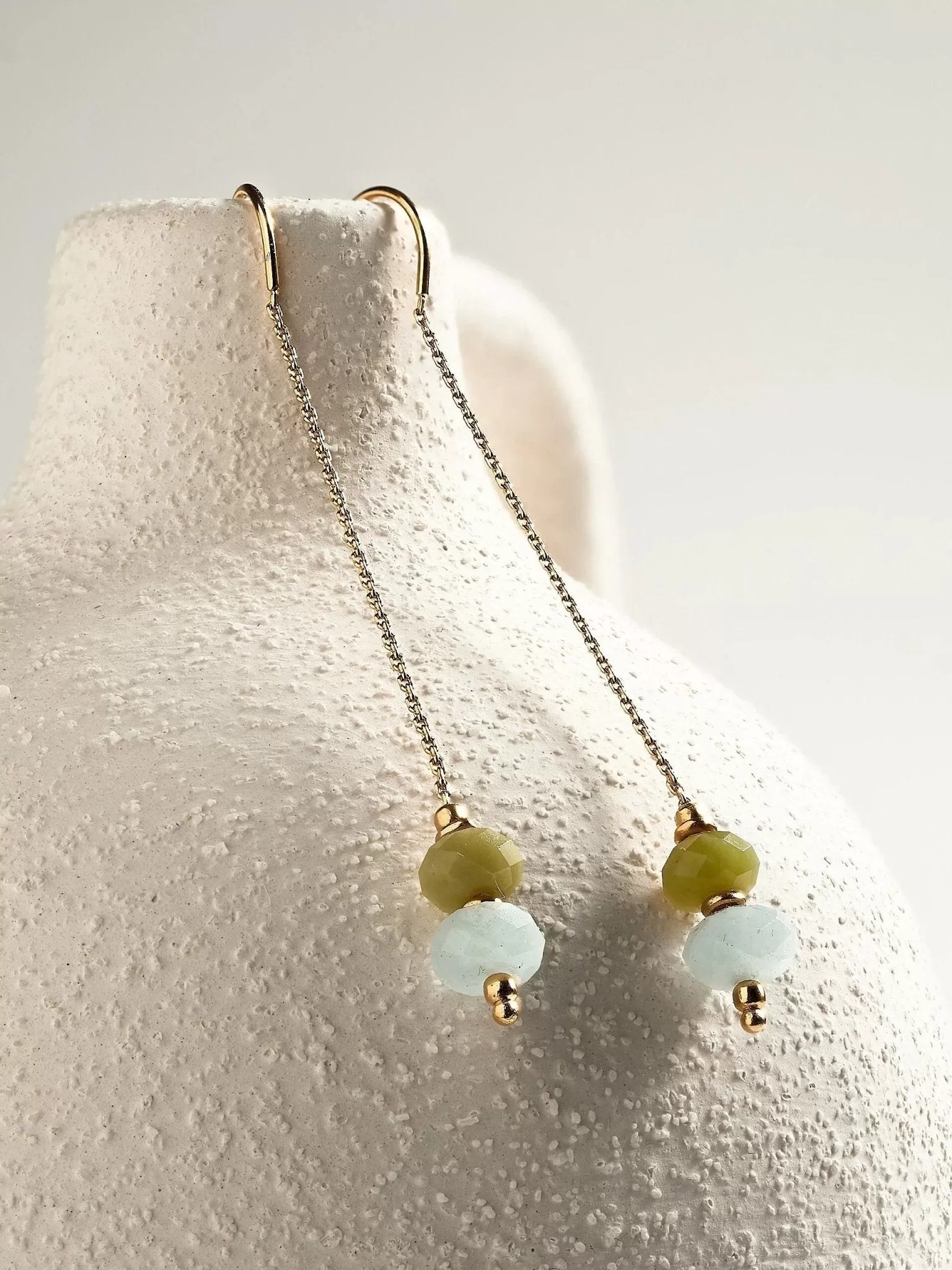 Elli Green Peridot and Aquamarine Chain Earrings