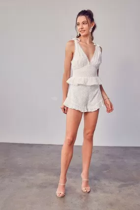 EMBROIDERY EYELET SHORTS