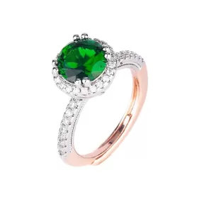 Emerald Silver and Rose Gold Plated Two-Color Resizable Ring