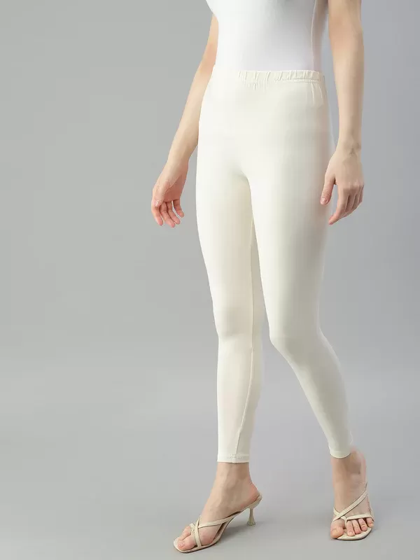 Fabulous Women Cotton Off-White Leggings