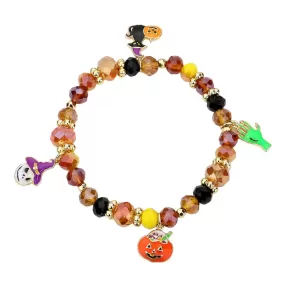 Halloween Theme Charms Faceted Beads Stretch Bracelet