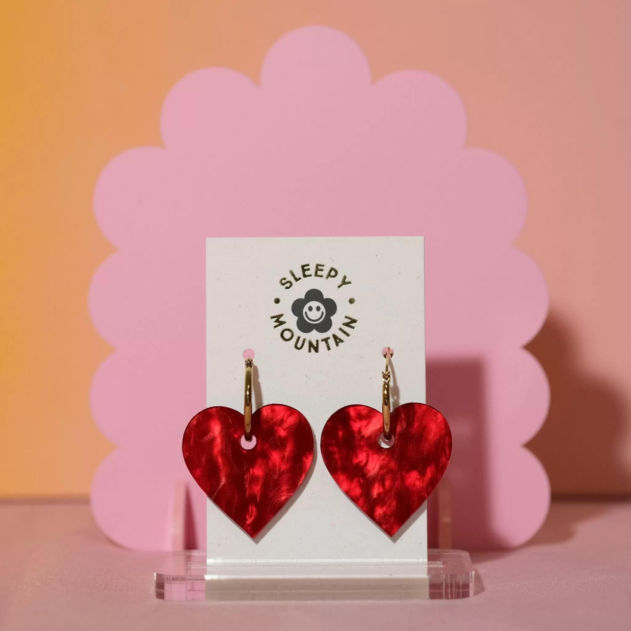 Heart Hoop Earrings in Love Potion