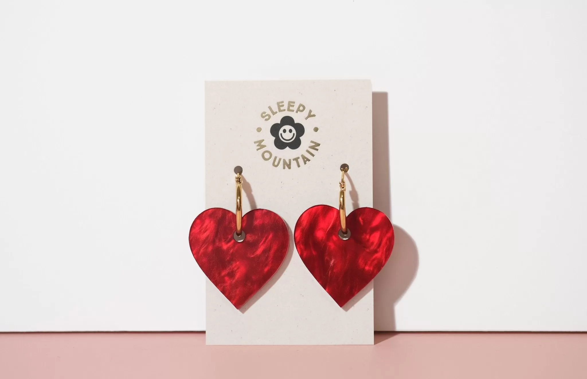 Heart Hoop Earrings in Love Potion