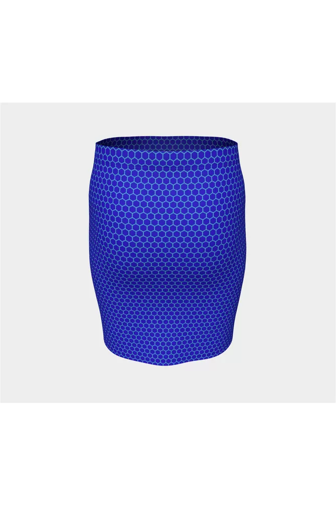 Honeycomb Blue Fitted Skirt