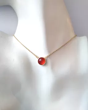 Horizontal Round Carnelian Single Gem Drop Pendant