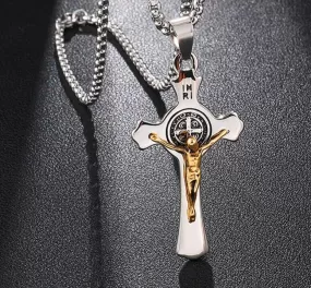 INRI Jesus Cross WWJD Stainless Steel Necklace