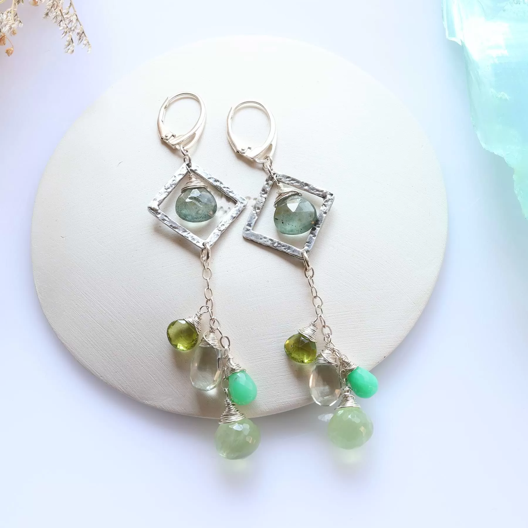 Ireland - Multi Gemstone Sterling Silver Drop Earrings