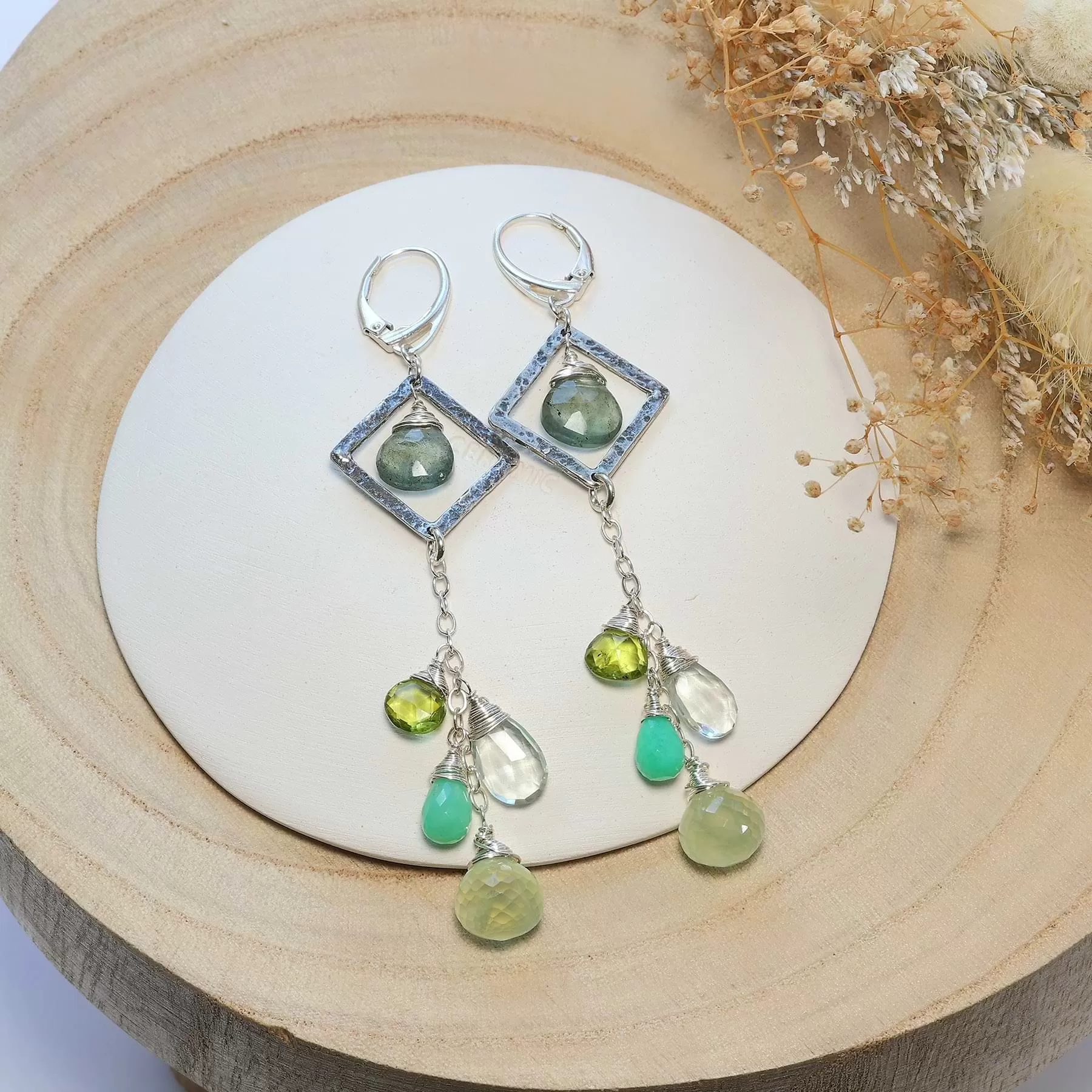 Ireland - Multi Gemstone Sterling Silver Drop Earrings