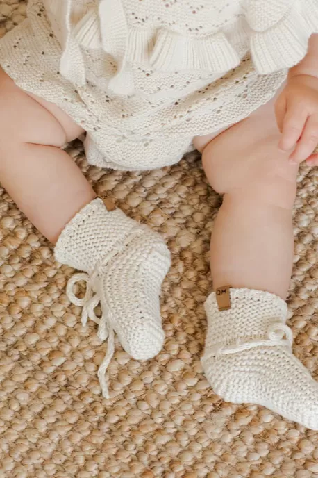 Knit Booties - Natural Speckle