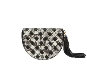 Little Mae Black & White Braided Wallet