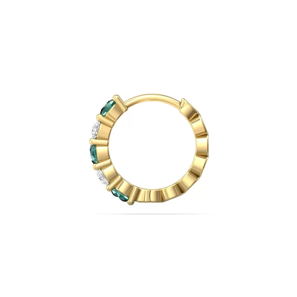 Martin Flyer 14k Diamond & Emerald Hoop Earrings