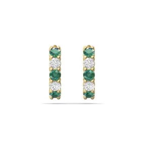 Martin Flyer 14k Diamond & Emerald Hoop Earrings