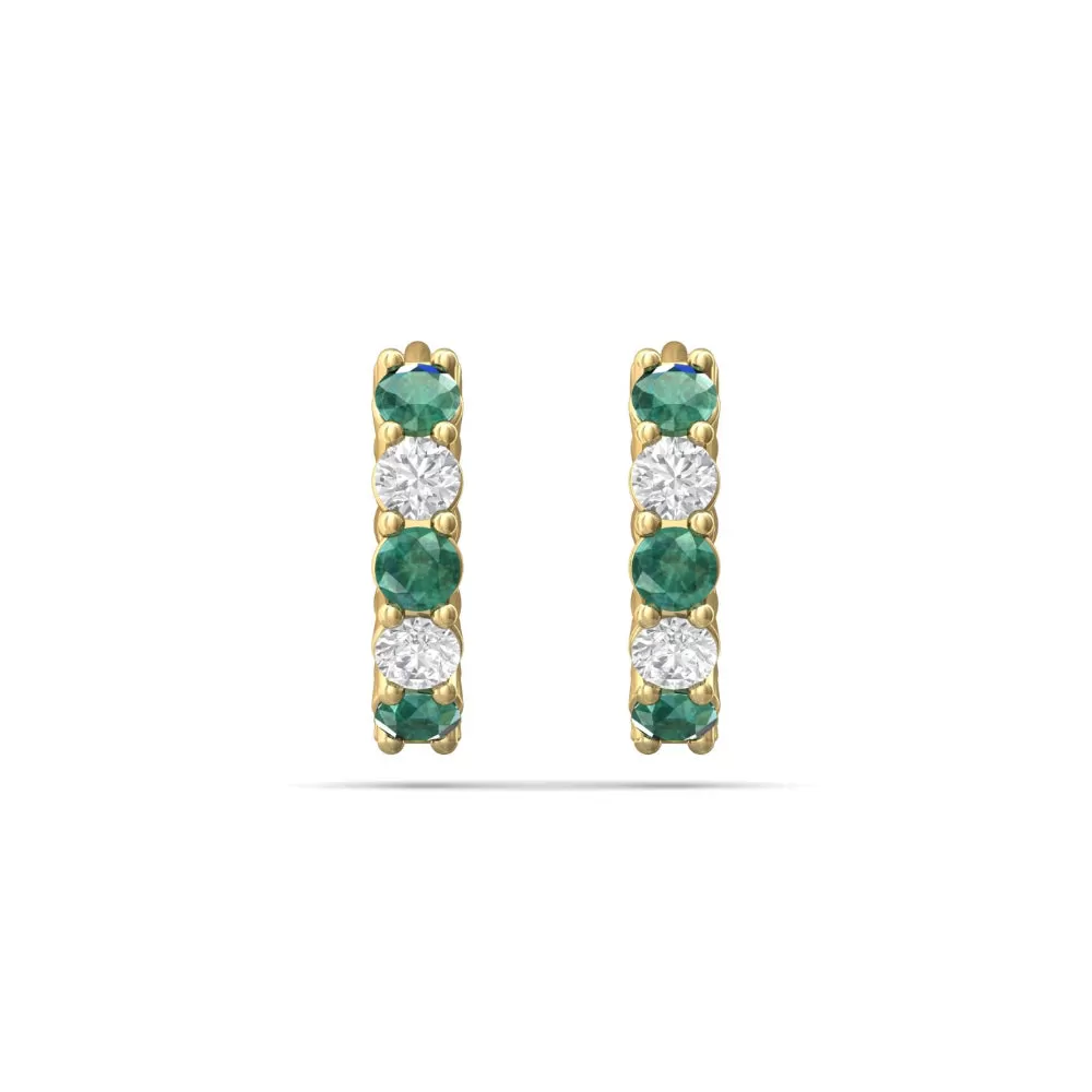 Martin Flyer 14k Diamond & Emerald Hoop Earrings