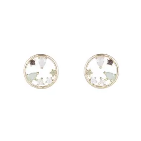 Melrose Open Circle Gemstone Stud Earrings