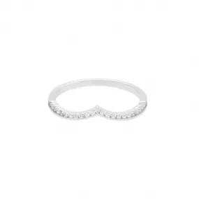 Micro CZ Paved V Shape Sterling Silver Ring