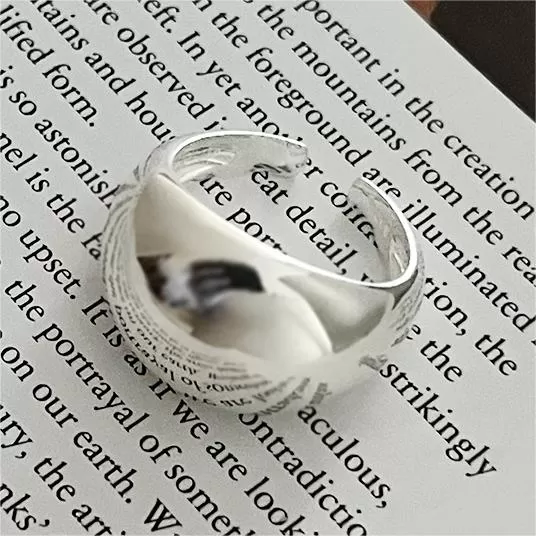 Minimalist Curved Large Glossy Plain Ring