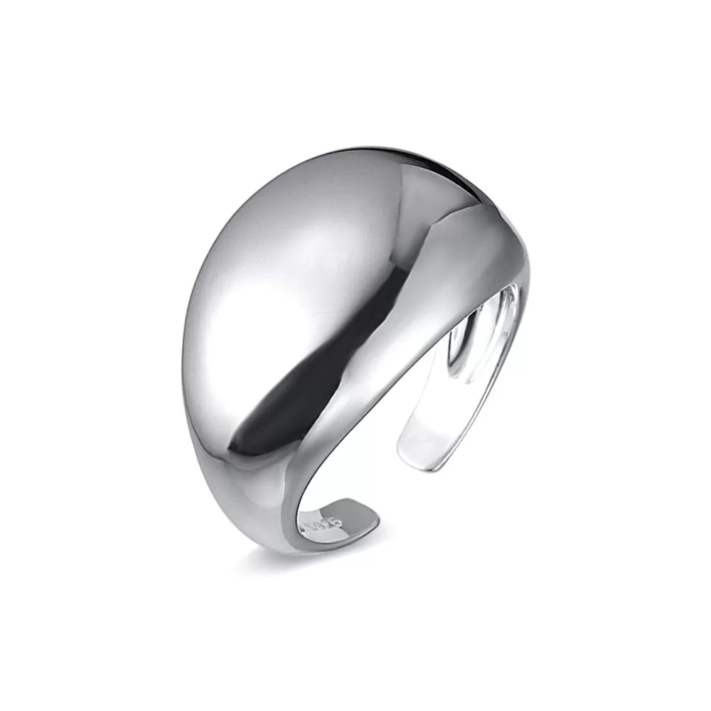 Minimalist Curved Large Glossy Plain Ring