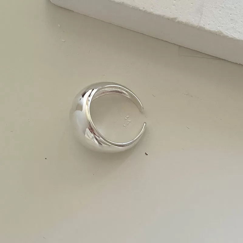 Minimalist Curved Large Glossy Plain Ring