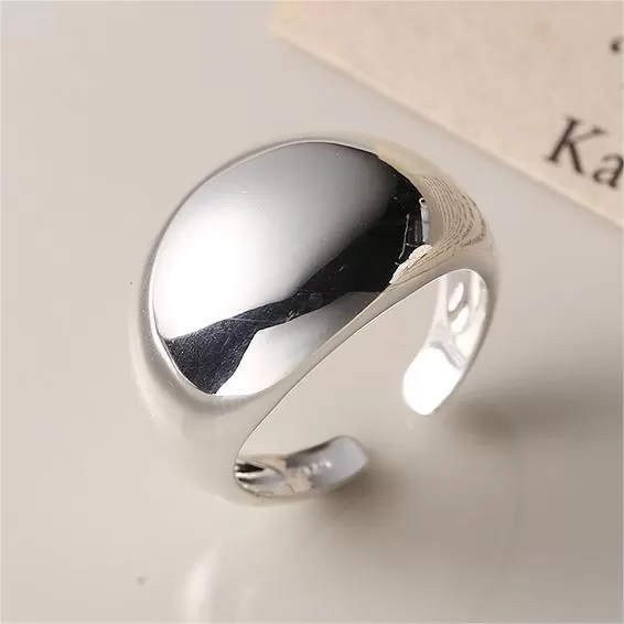 Minimalist Curved Large Glossy Plain Ring