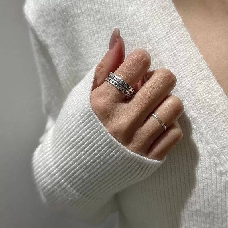 Minimalist Design Roman Numeral Plain Ring