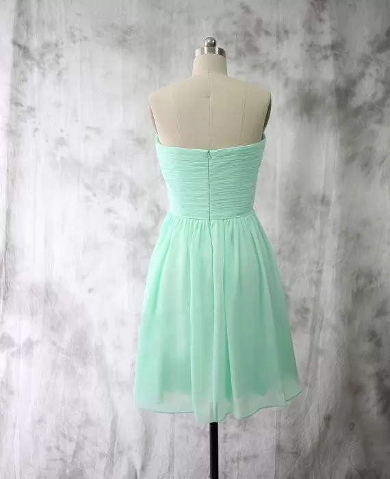 Mint Chiffon Homecoming Dresses Short Bridesmaid