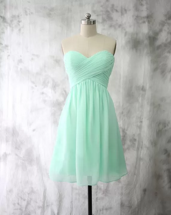 Mint Chiffon Homecoming Dresses Short Bridesmaid