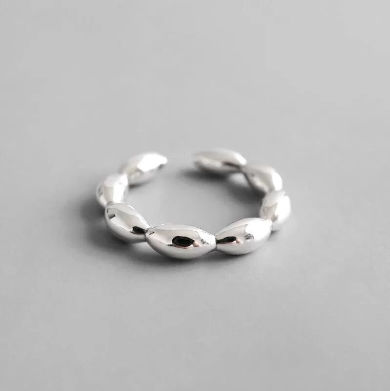 Modern Silver Ovals Ring