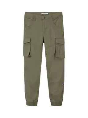 Name it boys' cargo trousers in stretch cotton with ankle cuff 13151735 green 