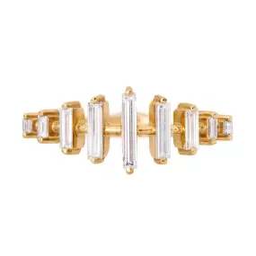 ORDER ONLY: 18K Gold Spaced Prong-Set Needle Baguette Diamond Ring