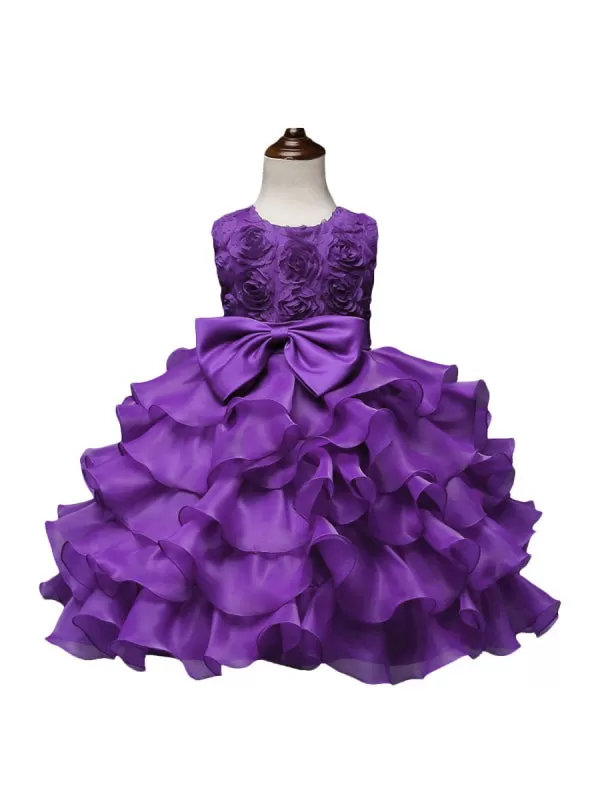 Organza Kids Party Dresses Flower Girl Dresses Jewel Neck Sleeveless