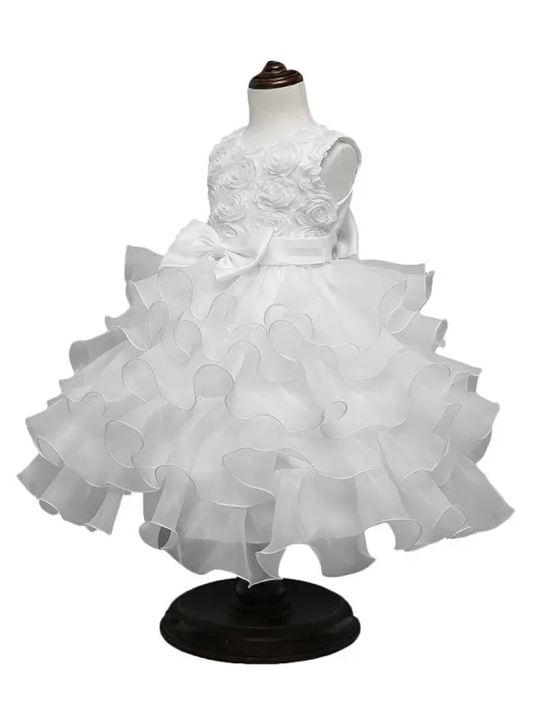 Organza Kids Party Dresses Flower Girl Dresses Jewel Neck Sleeveless