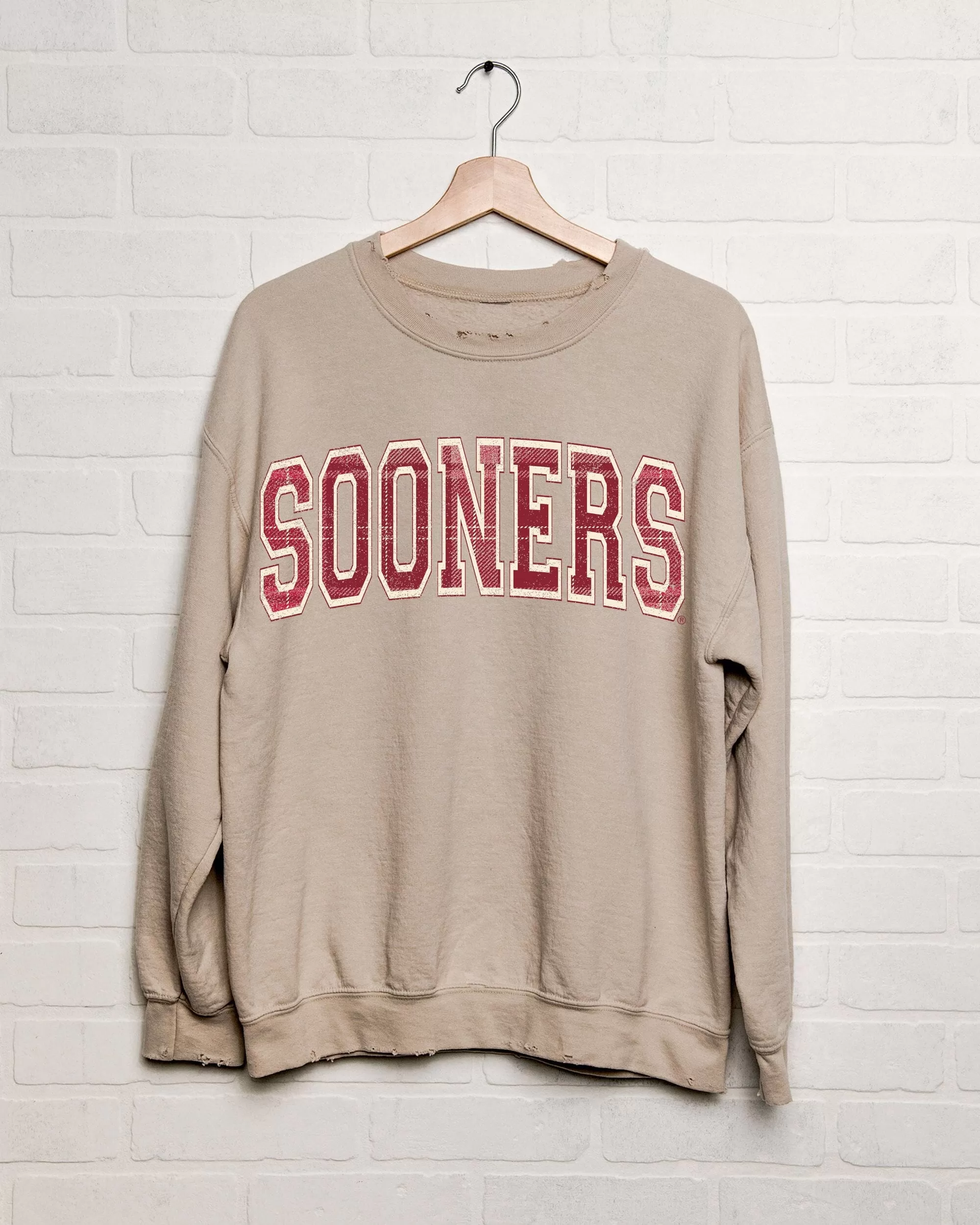 OU Sooners Tartan Sand Thrifted Sweatshirt