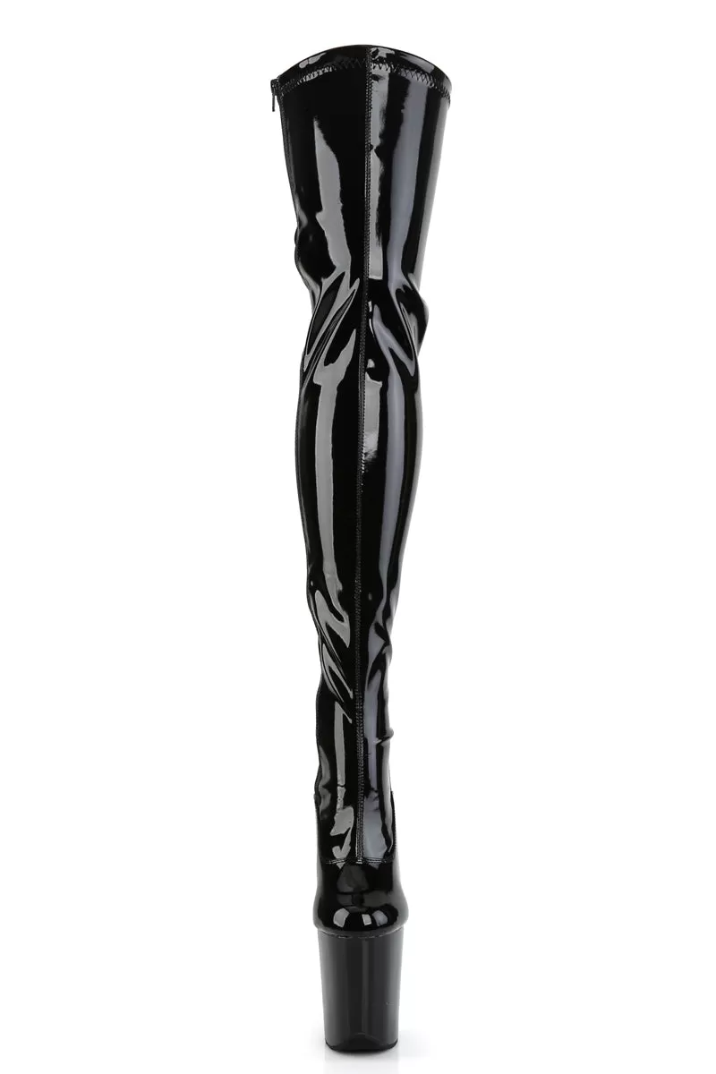 Pleaser USA Flamingo-3063 8inch Thigh High Pleaser Boots - Patent Black