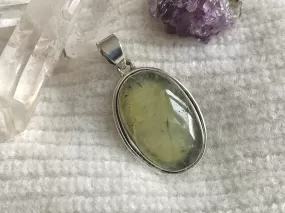 Prehnite with Epidote Brea Pendant - Large Oval