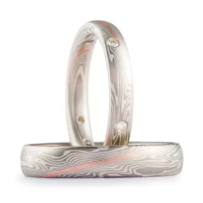 Radiant Wedding Ring Set in Twist Pattern and Ash Palette