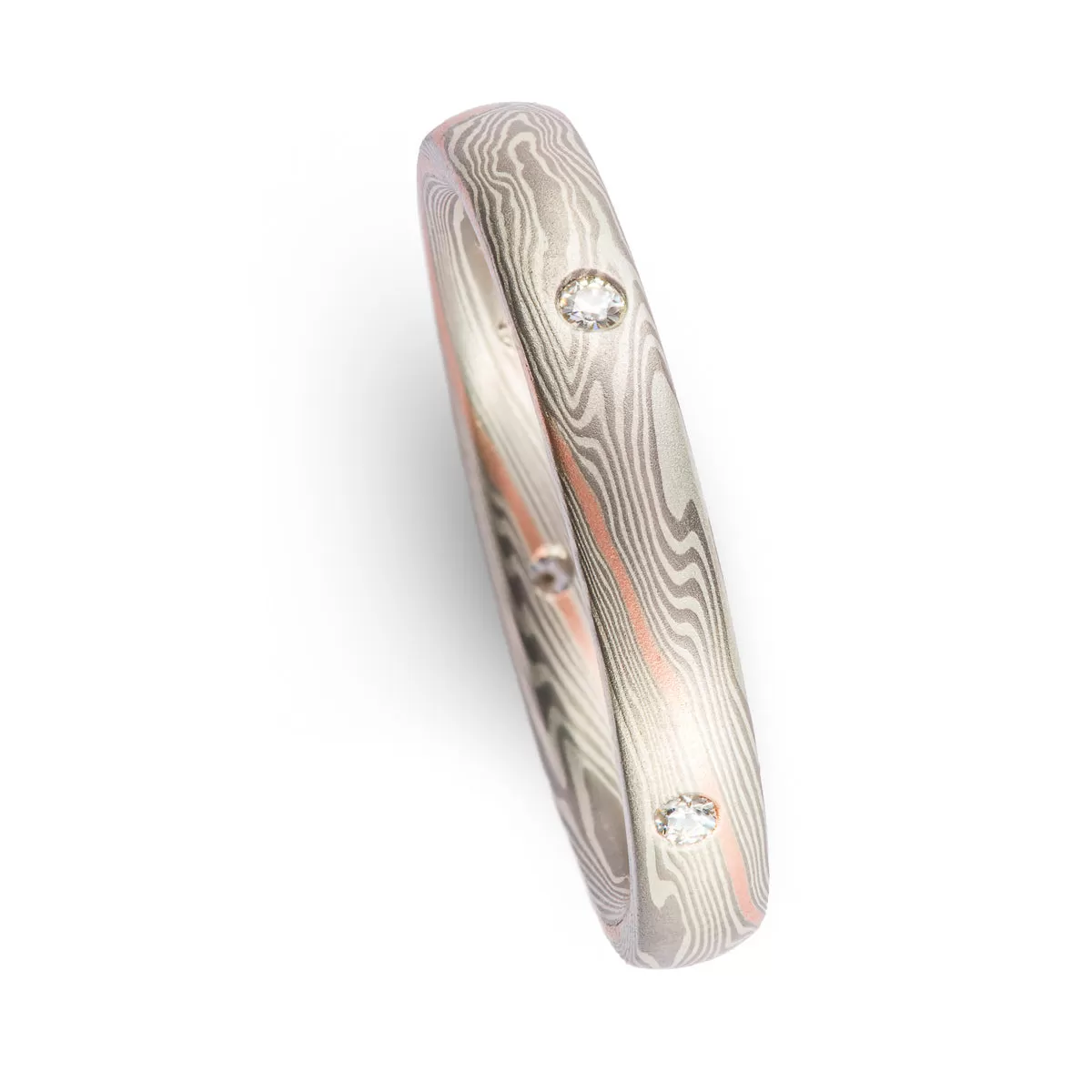 Radiant Wedding Ring Set in Twist Pattern and Ash Palette