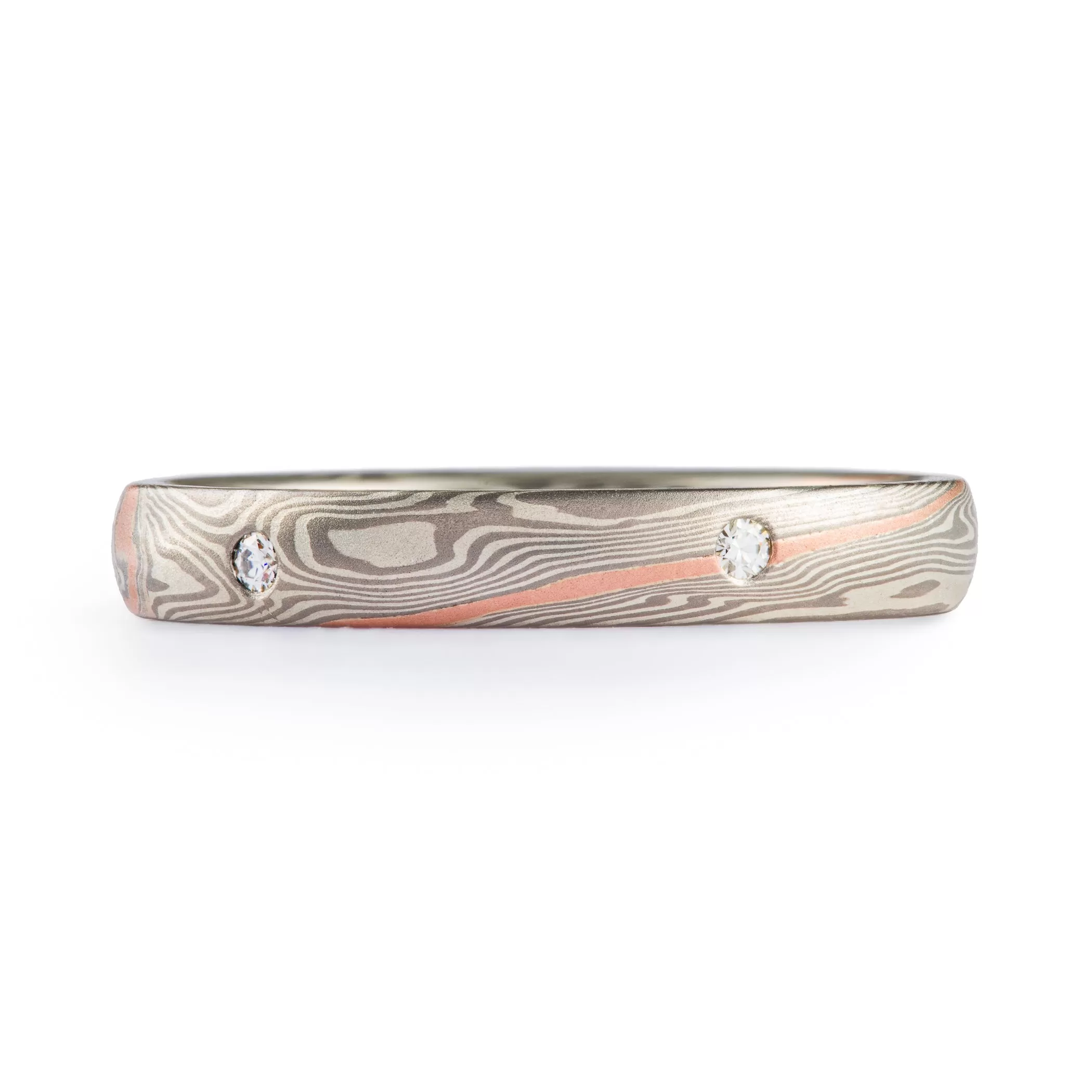 Radiant Wedding Ring Set in Twist Pattern and Ash Palette