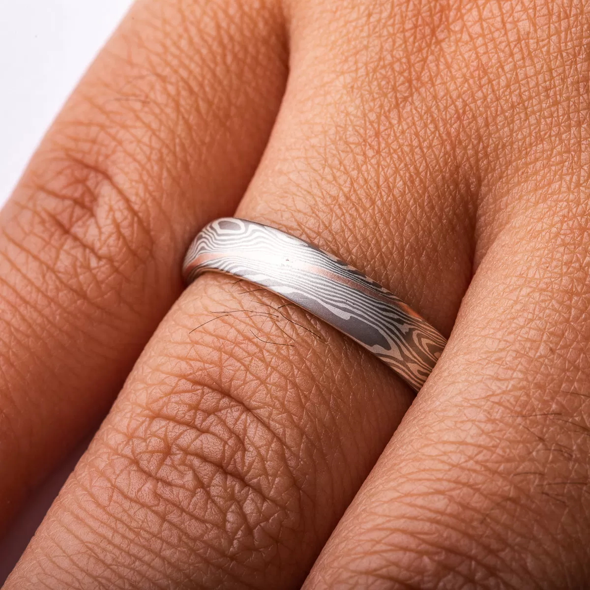 Radiant Wedding Ring Set in Twist Pattern and Ash Palette