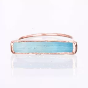 Raw Aquamarine Bar Ring Rose Gold