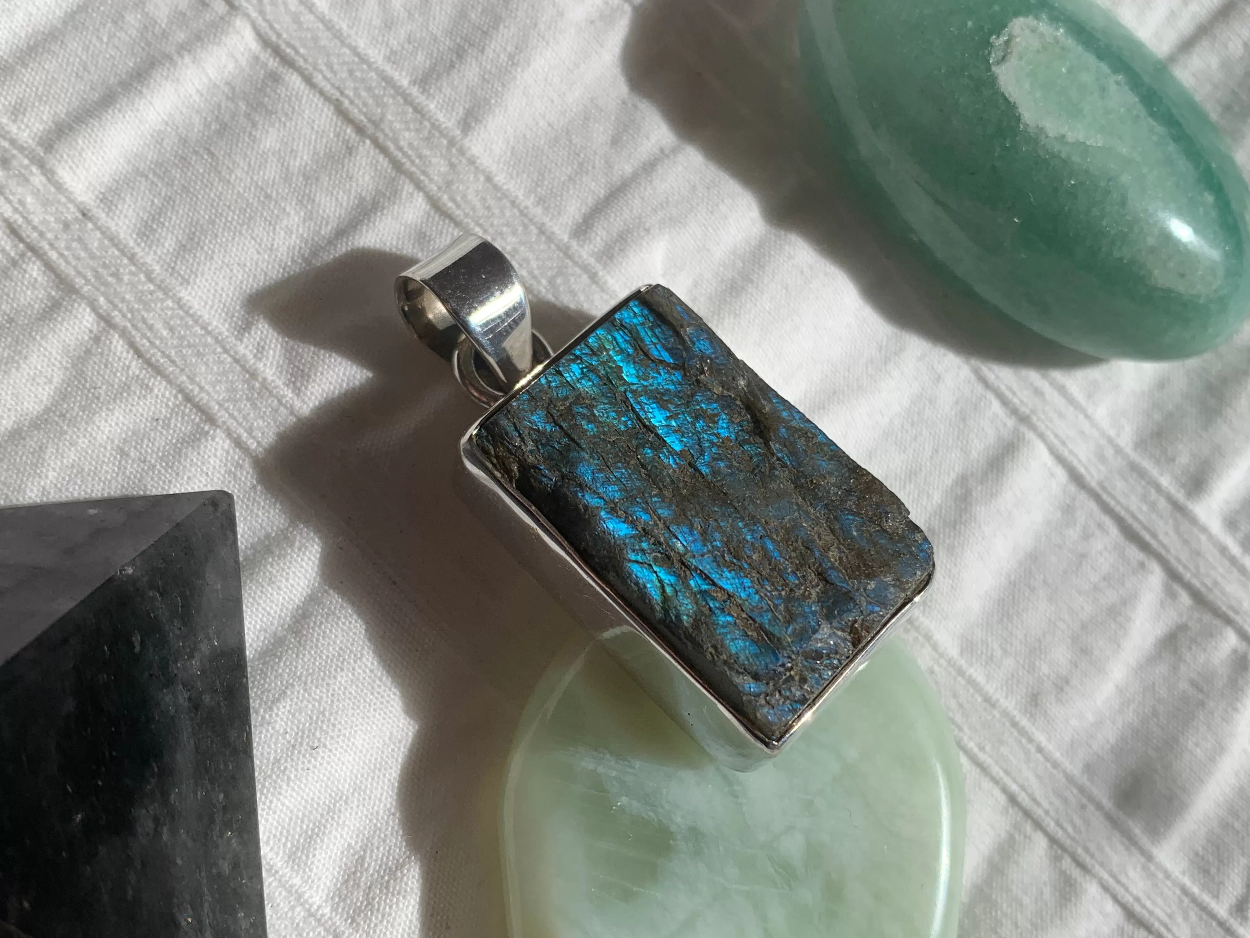 Raw Labradorite Akoni Pendant - Reg. Square