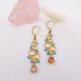 Rosé All Day - Pink Moonstone Apatite Chandelier Earrings