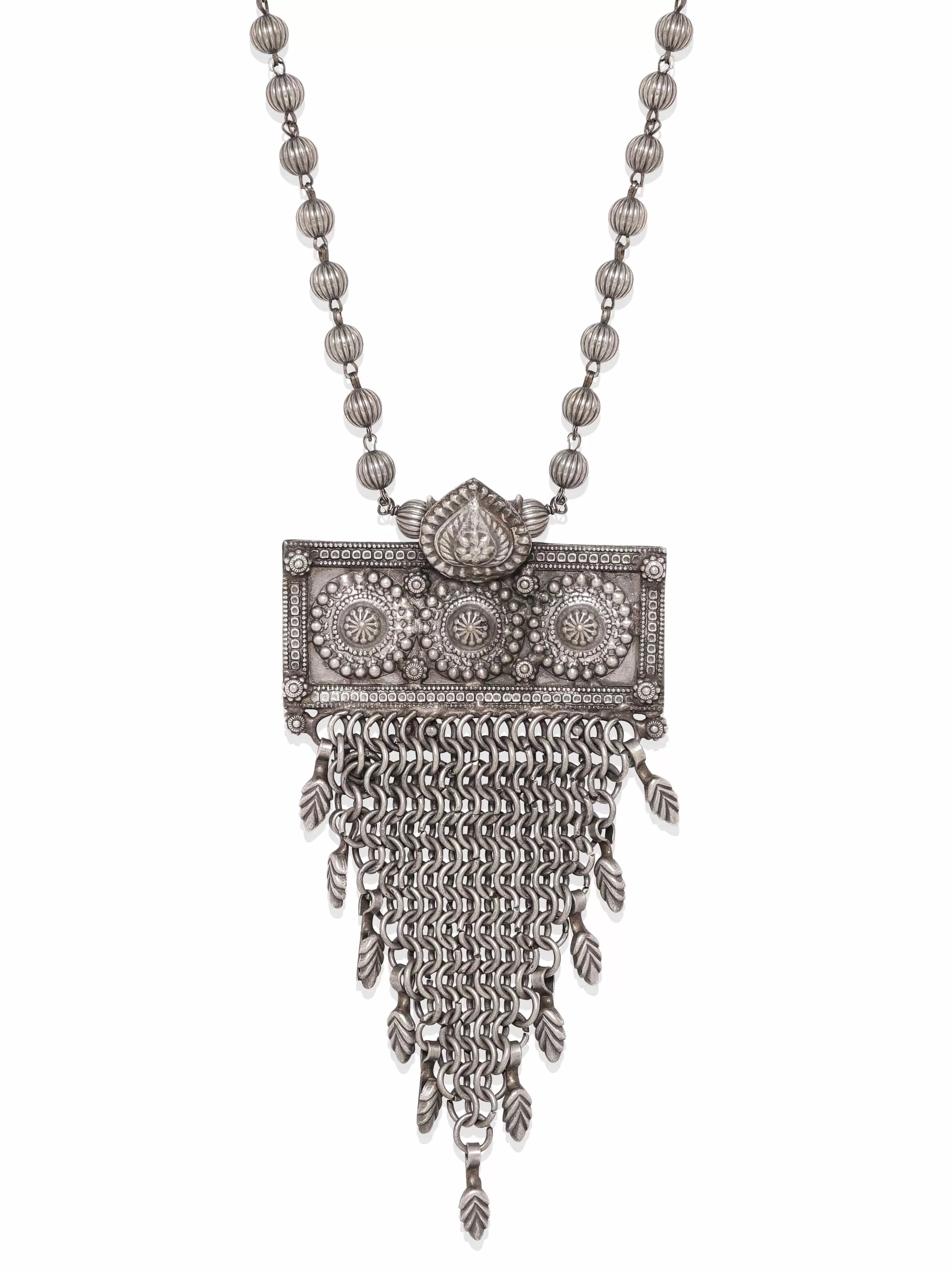 Rubans Timeless Beauty Oxidized Silver Plated Floral Necklace