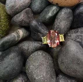 Rutilated Quartz with Peridot Cocktail Ring