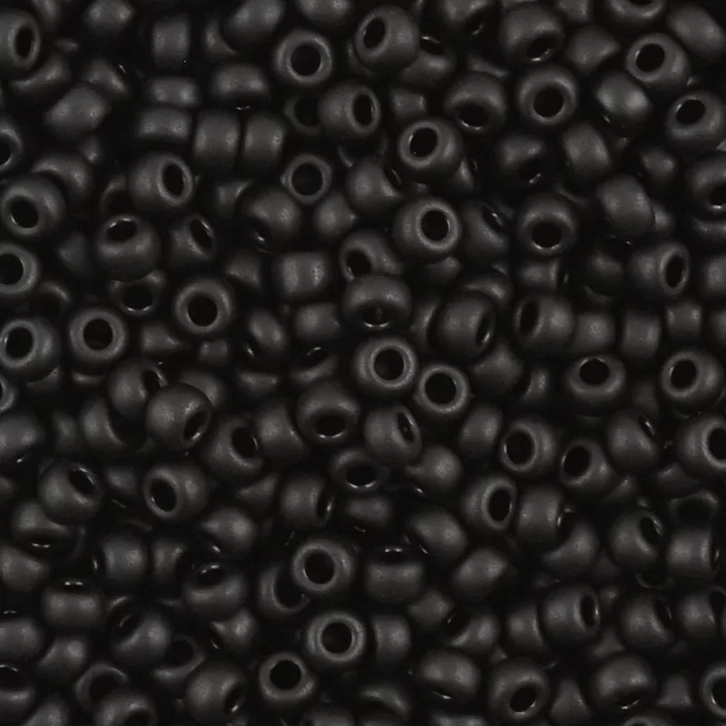 Seed Beads-6/0 Round-401SF Semi-Frosted Black-Miyuki-16 Grams