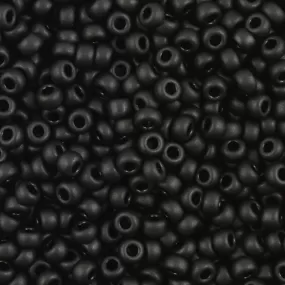 Seed Beads-6/0 Round-401SF Semi-Frosted Black-Miyuki-16 Grams